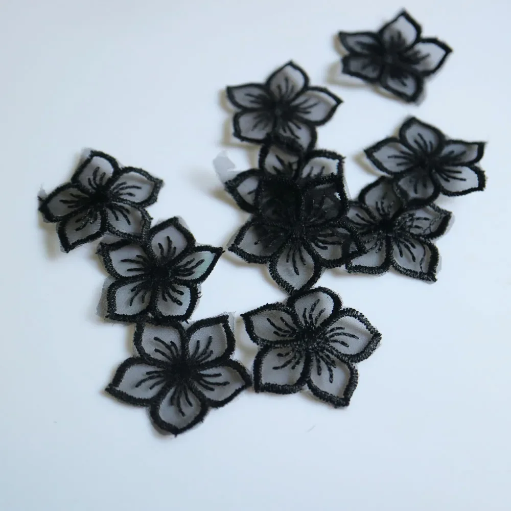 10pc DIY fashion organza flower Patches for clothing Embroidery floral patches for bags decorative parches applique sewing craft