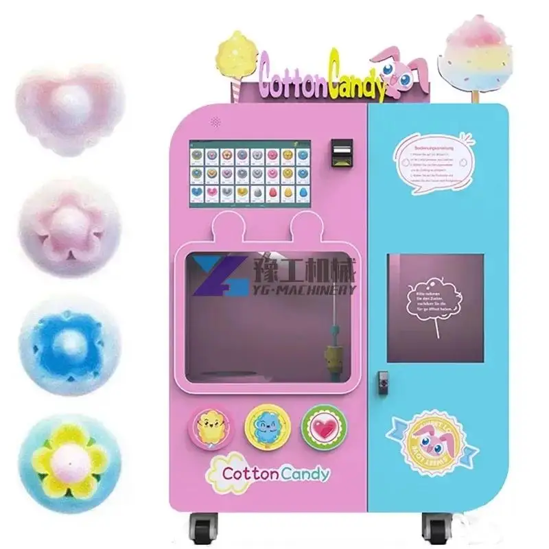 Candy Automatic Vending Machine Cotton Candy Machine Support Multi-language Commercial Flower Fully Automatic Sugar Cotton Metal