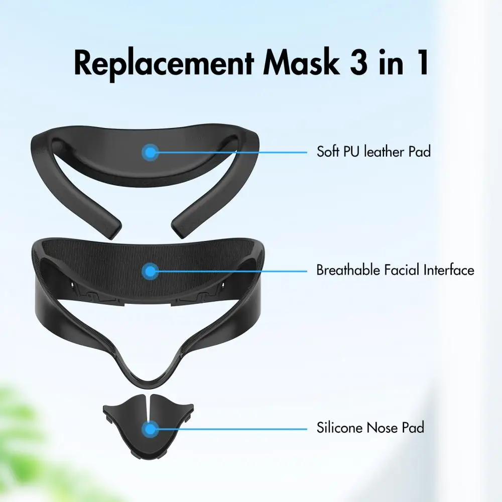 قناع الوجه لـ Meta Quest 3S سماعة استبدال مكافحة الضوء Sweatproof دوران الهواء غطاء الوجه لملحقات Quest 3S VR