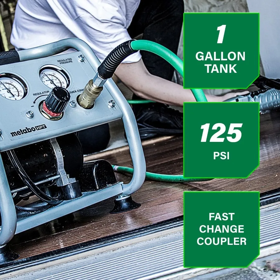 ضاغط هواء هادئ محمول 1 جالون ضاغط هواء خالي من الزيت مع تشغيل UltraQuiet عند 59 ديسيبل وقارنة توصيل سريعة عالمية fo #5