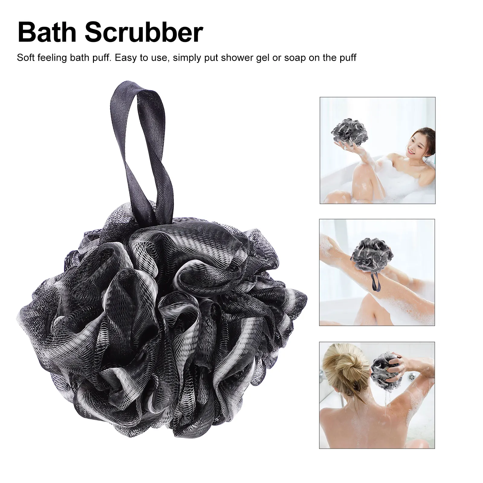

Bamboo Charcoal Bath Exfoliating Shower Scrubber Black Sponge Pore Cleaning Bathing Loofahs Ball Strong Foaming Bubble Maker