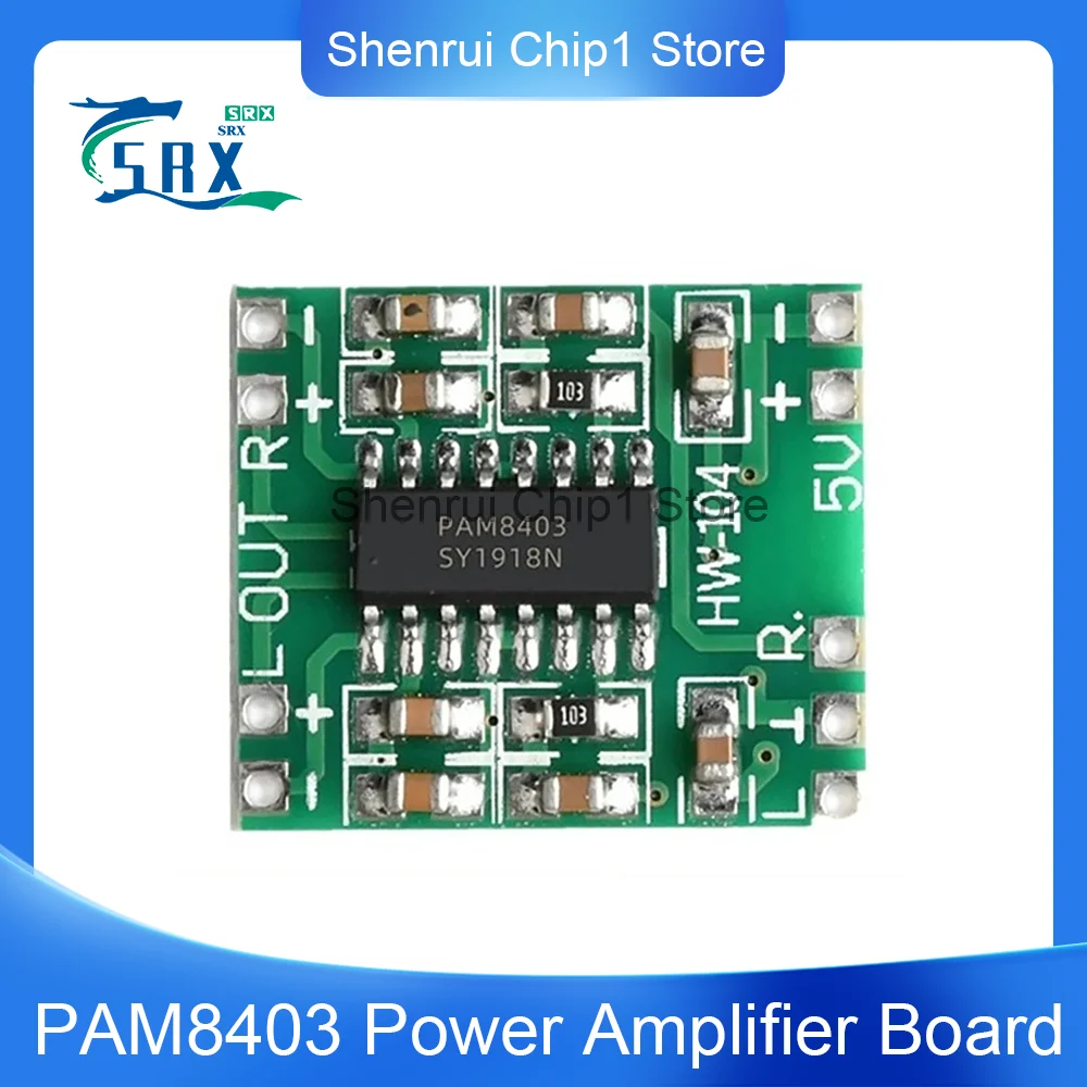 Green Board PAM8403 Power Amplifier Board D Class 2x3w Ultra-micro Digital Power Amplifier Board 2.5 ~ 5V USB Power Supply