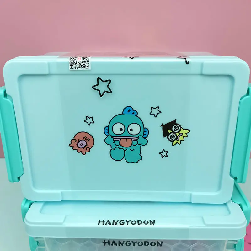 Miniso hangyodon anime clipe caixa de armazenamento kawaii sanrio fivela peixe feio caixa de armazenamento de três camadas dos desenhos animados bonito desktop classificação presente