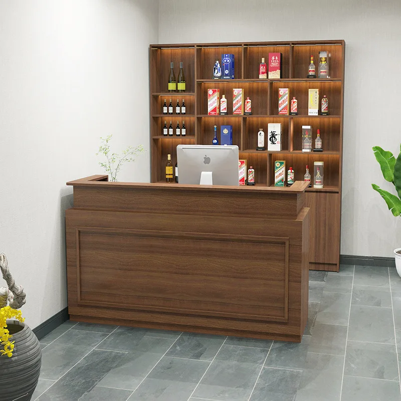 Retro hotel cashier, wine cabinet, integrated homestay noodle shop, tea shop, front desk, reception bar