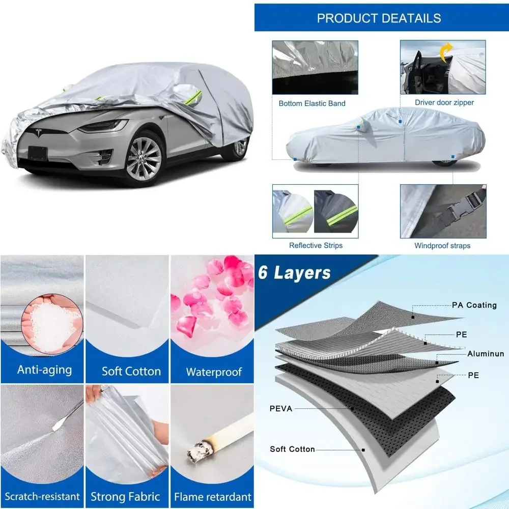 

Всепогодный водонепроницаемый автомобильный чехол для внедорожника, подходит для Tesla Model X 2015-2025, подходит для защиты на открытом воздухе и в помещении