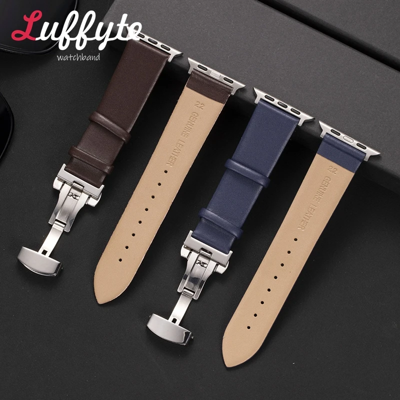 Ultra-thin Leather Strap for Apple Watch 1-10 SE Ultra Men\'s and Women\'s Band 49/46/45/44/42/41/40/38mm Watchband Accessories