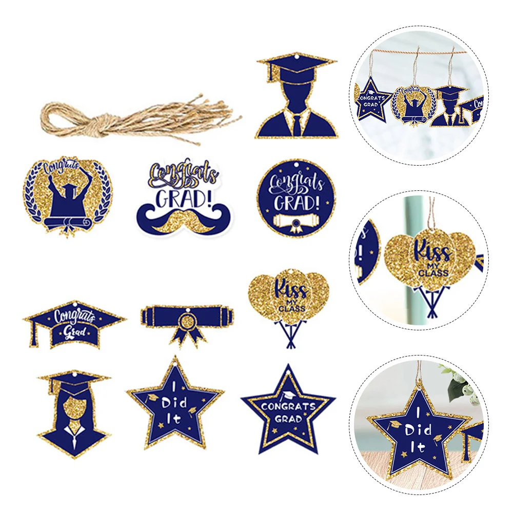 

1Set Graduation Hanging Paper Sign Resilient Jute Rope Graduation Tags for Party Classroom Door Wall Decor Party Favor for Grad