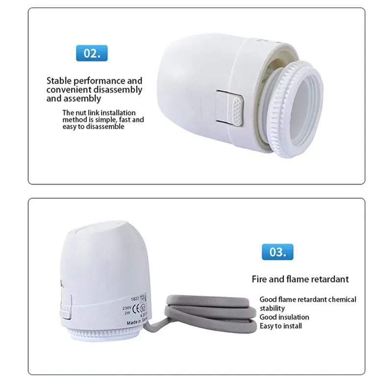 ABRU-10X صمام التدفئة الأرضية NC التيار المتناوب 230 فولت المحرك الحراري الكهربائي المنوع لترموستات التدفئة تحت الأرضية