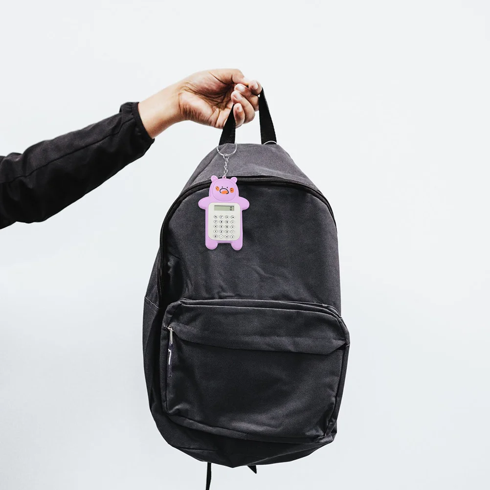 4Pcs Mini Cartoon Rechner Schlüsselbund Bär Design Tragbare Tasche Rechner Anhänger Grundlegende Arithmetik Prozentsatz Werkzeug