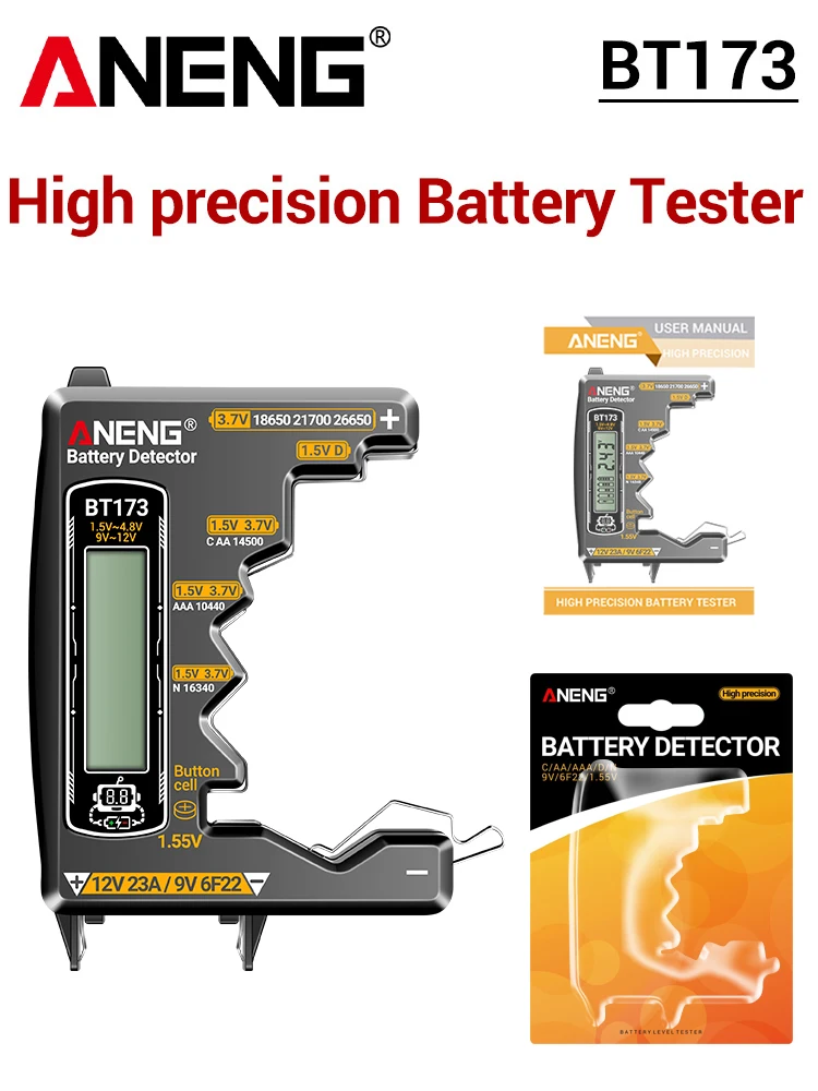 Battery Tester for all Batteries Lithium 18650 Capacity Indicator ANENG BT173 Handheld Analyzer Voltage Meter Electrician Tools — 1