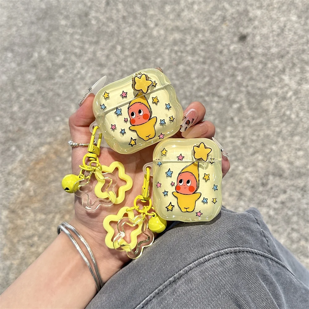 

Cute Star Person Earphone Case Suitable for Apple Airpods 4 3 Pro 2-Lid Charm Silicone Earphone Charging Case Suitable for Airpo