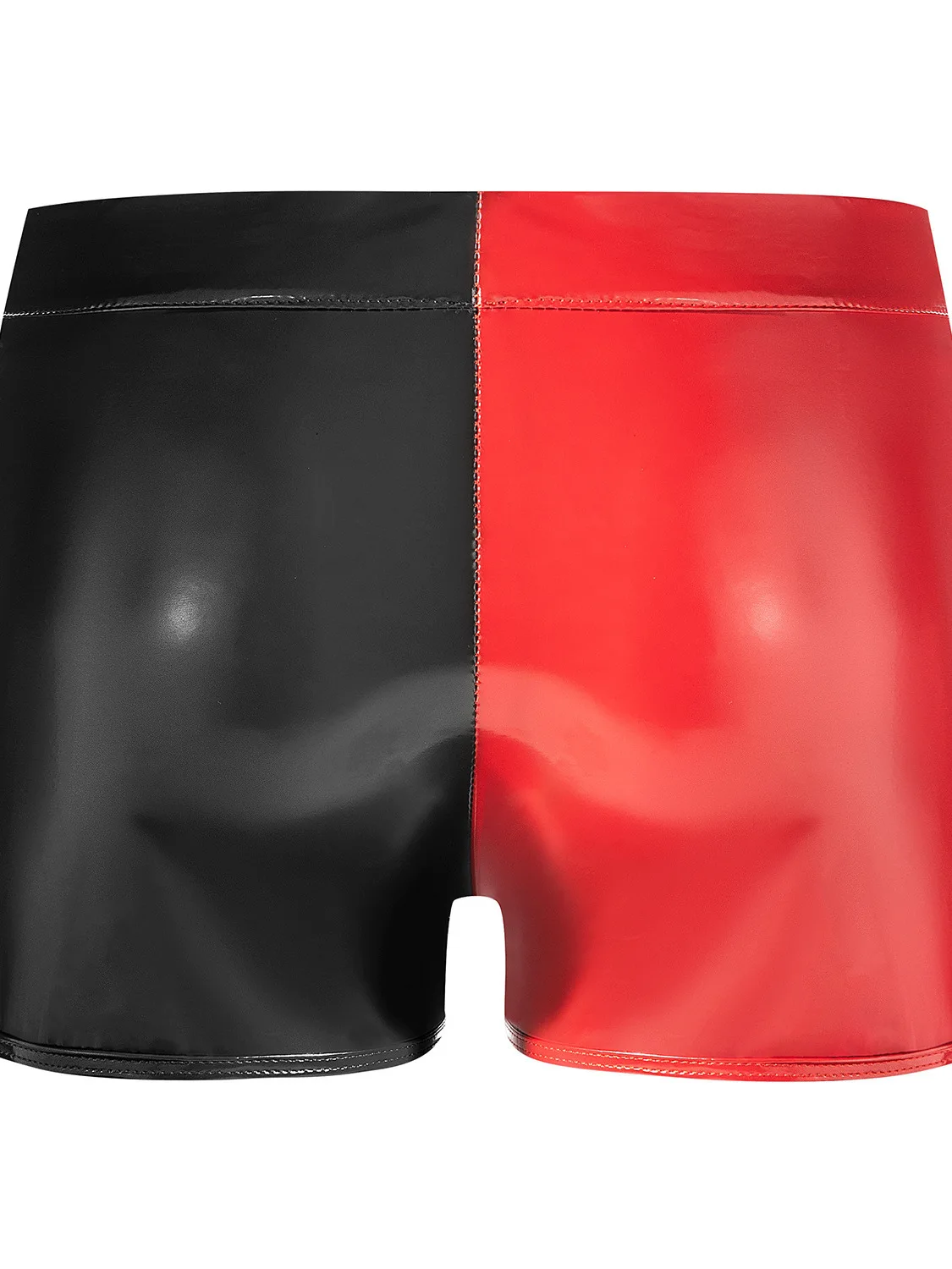 2024 novo sexy pvc alto brilho couro patente cor bloqueando shorts masculino cintura alta inodoro tamanho preciso shorts finos ejvo