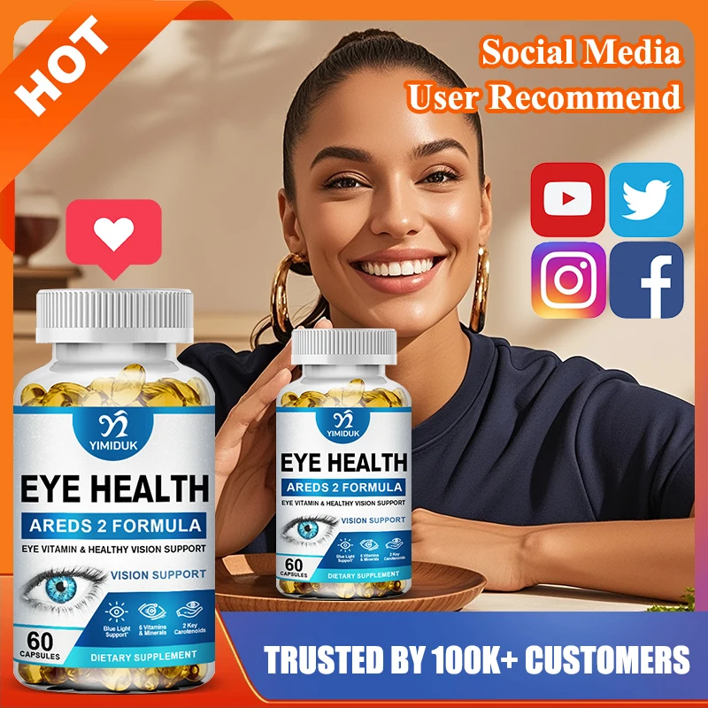Yimiduk Eye Health Supplement, with Vitamins C & E, for Blood Vessels & Overall Ocular Wellness, Vision Sharpness, Gluten-Free