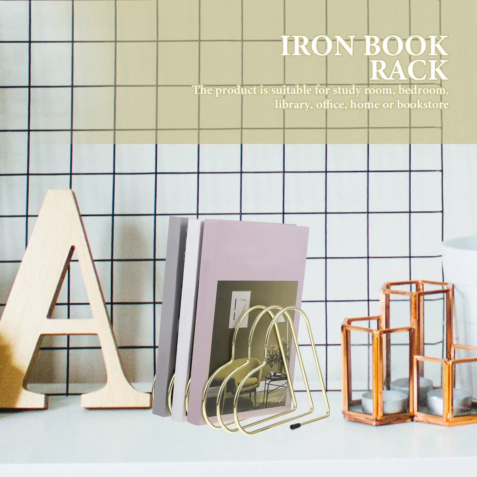 Heart-Shaped Decorative Bookend Solid Iron Desktop Book Holder for Office Home Library Book Organizer Desktop Bookend