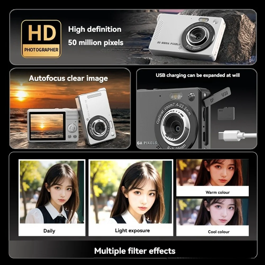 A36T-M08 Digital Camera Ccd Small Camera For Students Small Portable Retro Campus Card Machine Memory Card