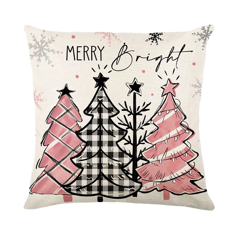 Christmas home decoration pillow cover Santa Claus Snowman Christmas Tree printed cushion cover Sofa room decoration gift