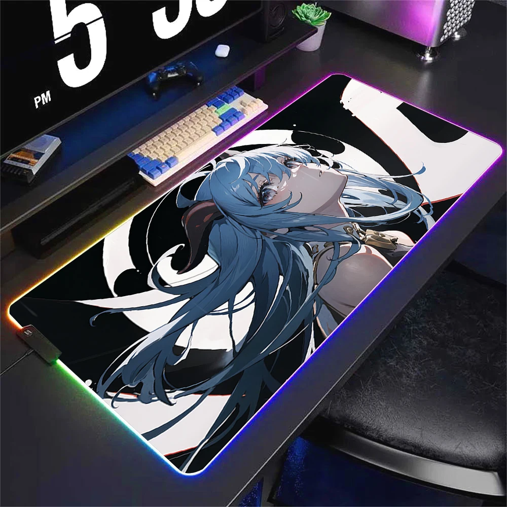RGB Genshin impact Gamer Mouse Pad Wanderer Anime Mousepad LED Glowing Mouse Mats Rubber Gaming Computer Luminescence Mausepad