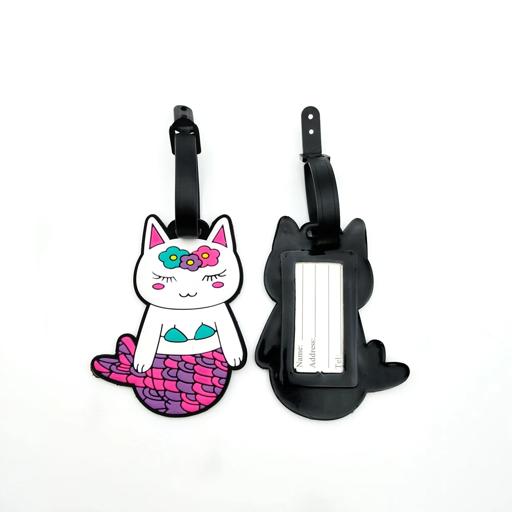 1 قطعة/2 قطعة لطيف هريرة حورية البحر علامة الأمتعة قلادة للسفر ورحلة العمل ، مصنع الطائرة الأمتعة حقيبة فقدان الوقاية العلامة ، #3