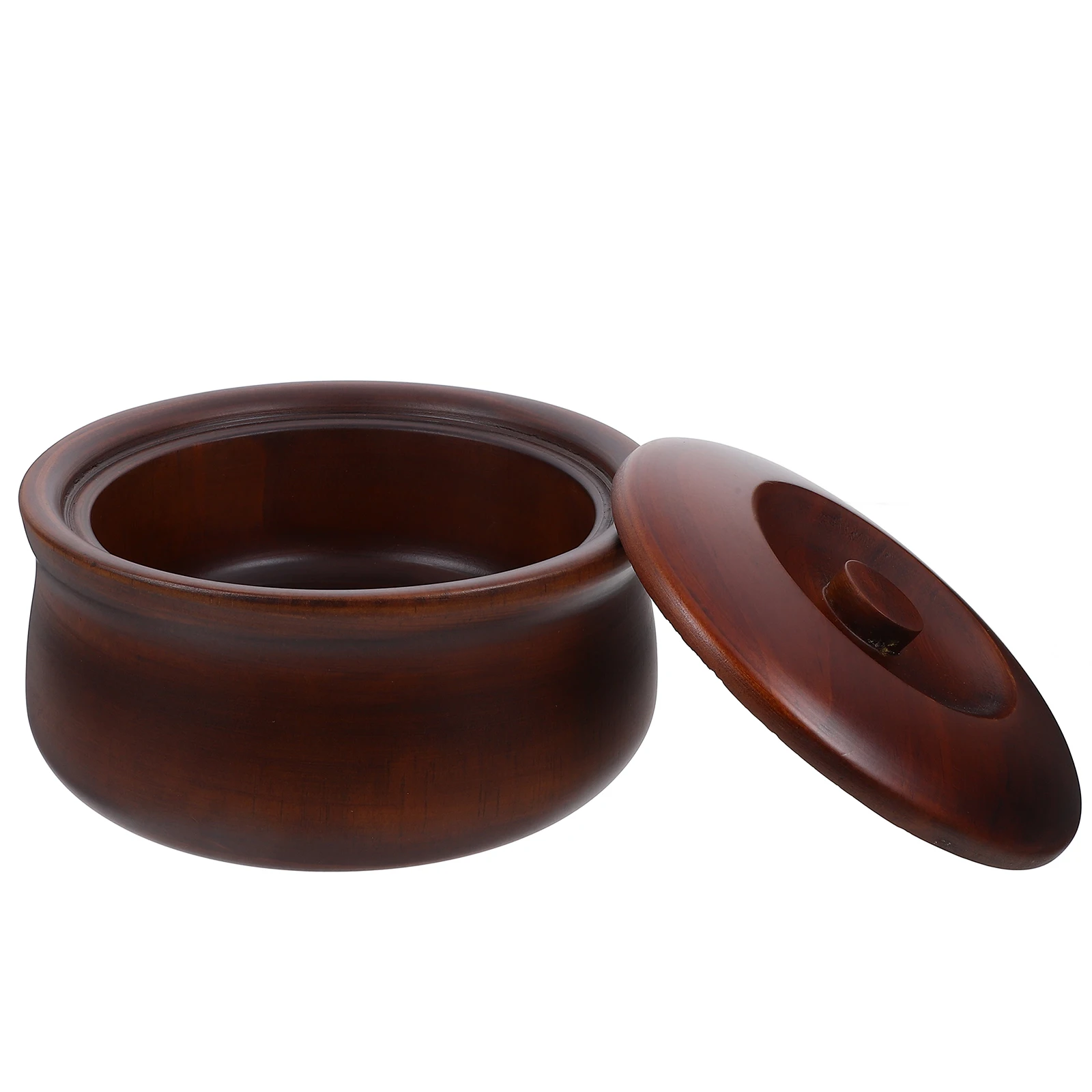 

Solid Wood Bowl with Lid Japanese Style Decorative Wooden Bowls for Rice Noodles Salad Soup Anti-Scald Design Easy to Clean