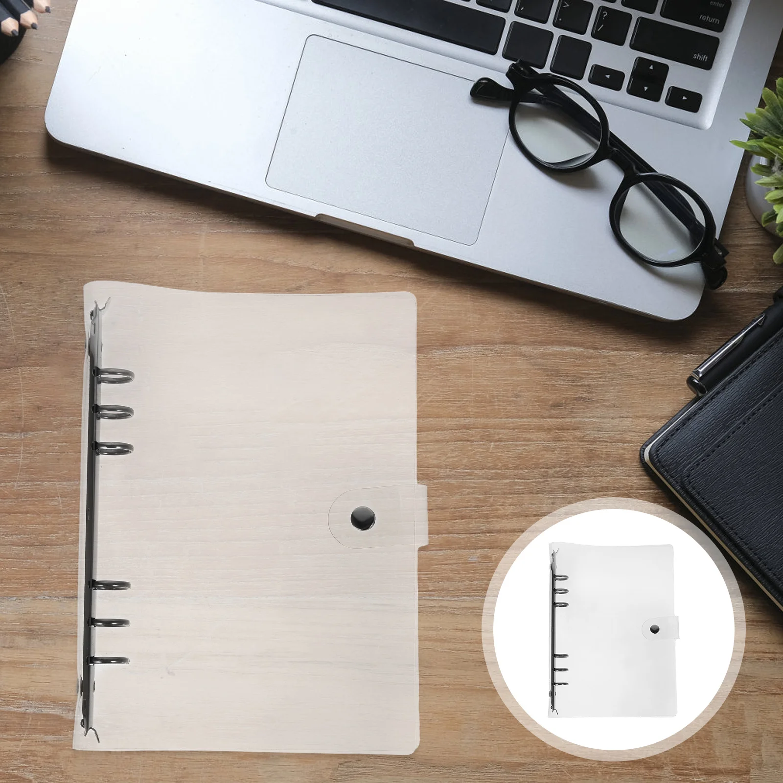 1Set A6 Loose Leaf Binder Cover Clear Plastic Notebook Shell Adjustable Belt Organizer File Folder Document Storage Binder
