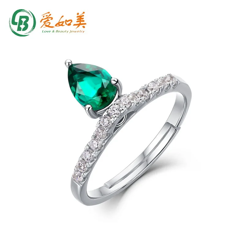 

Waterdrop Cultivation Emerald Ring 18K Gold PT950 Platinum Silver Plated 7-layer Gold Color Treasure Open Finger Ring