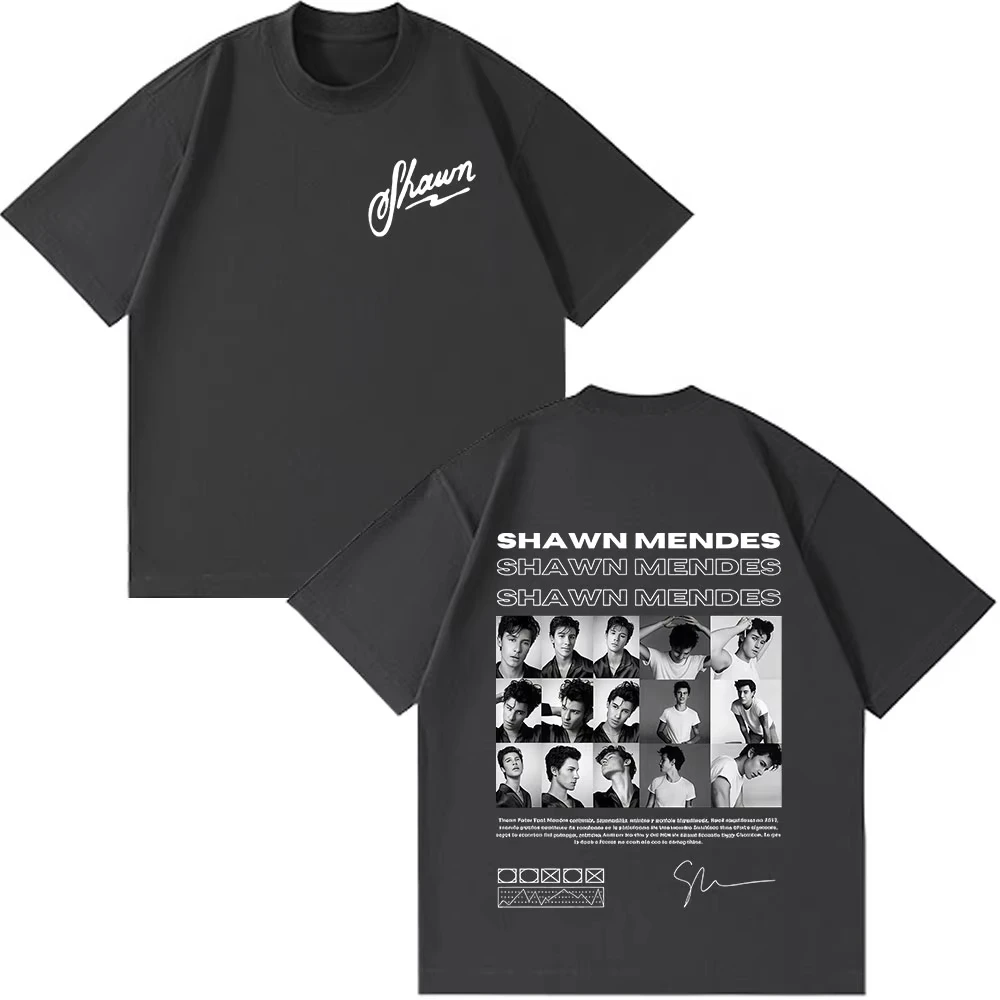 مغني الراب شون مينديز ألبوم 2025 الجرافيك تي شيرت الرجال النساء الهيب هوب ريترو قصيرة الأكمام تي شيرت القطن المتضخم تي شيرت الشارع الشهير #2