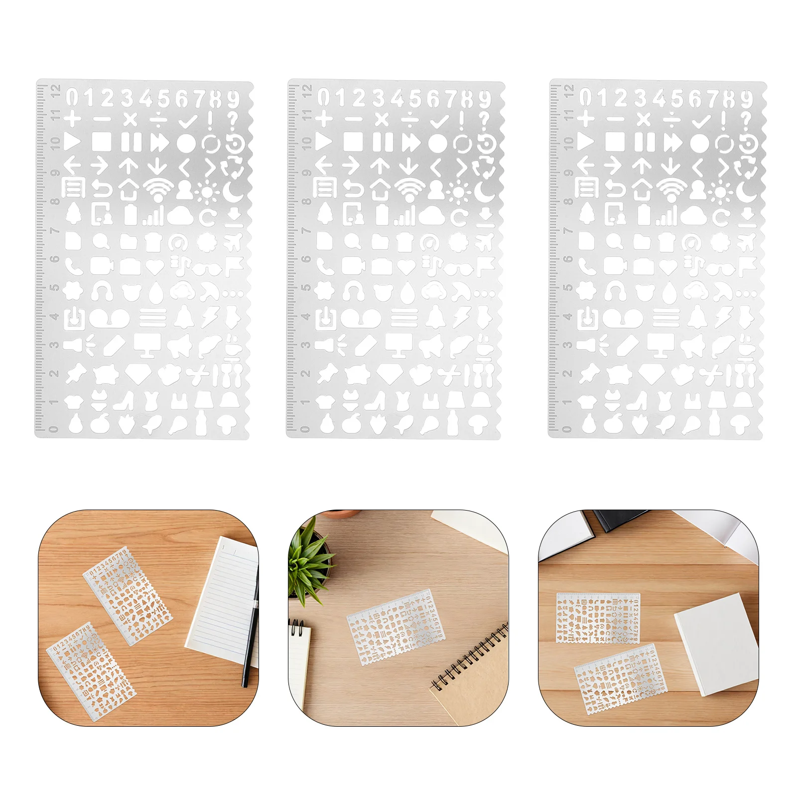 

5pcs Geometric Shapes Stencil Ruler Stainless Steel Template For Diy Drawing Scrapbooking Craft Reusable Metal Stencils Art
