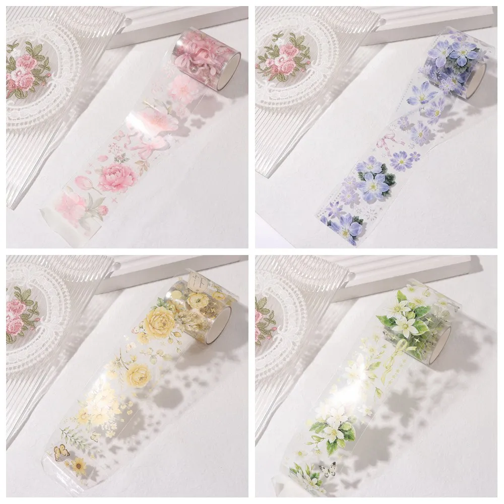 Schulbedarf DIY Blumen-PET-Band Transparentes Schleifen-Blumen-Aufkleberband Buntes Tagebuch-Dekorationsband für Journaling – Detail 3