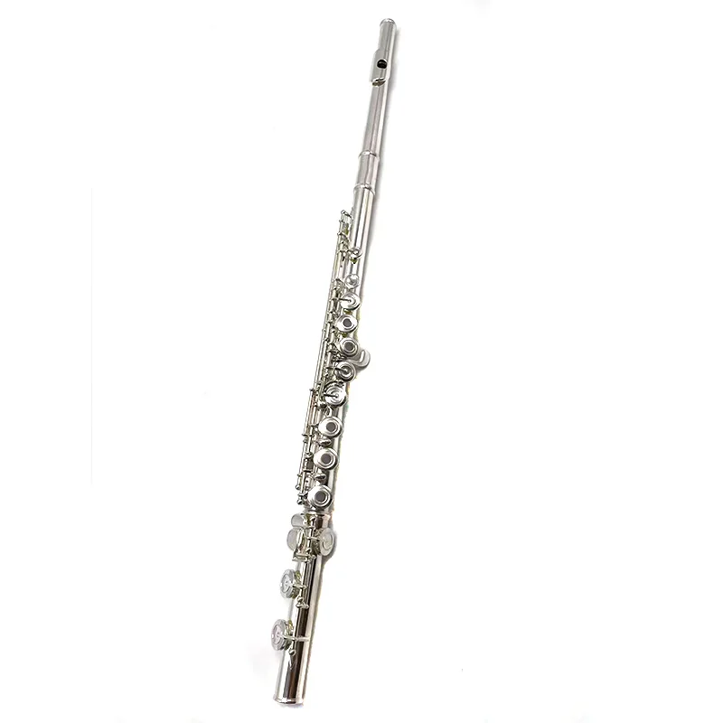 White Brass Material Student Model 16 Open Hole French Key Flute
