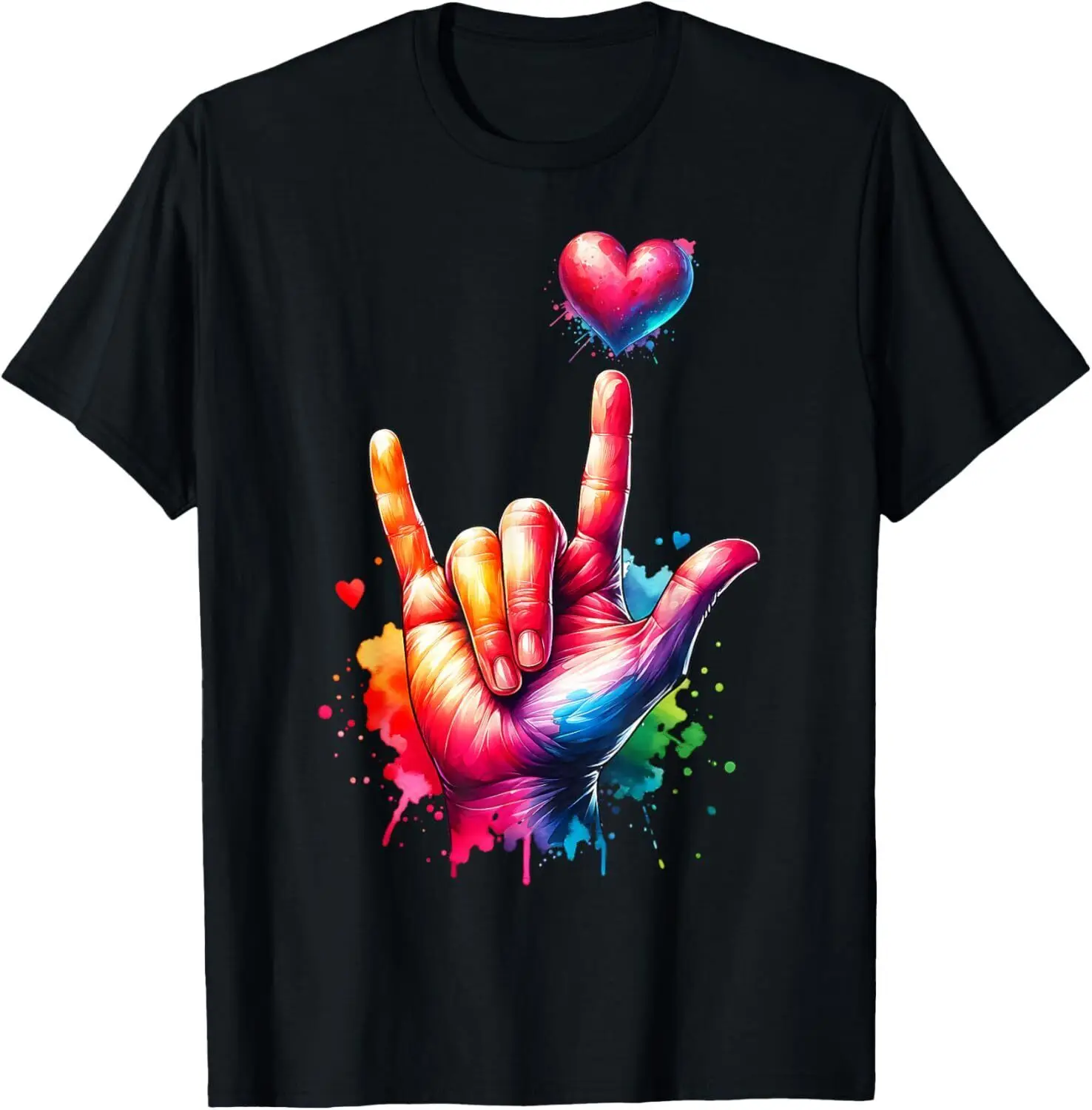 Valentines Day Colorful ASL I Love You Heart Women Kids Men T-Shirt Hoodie