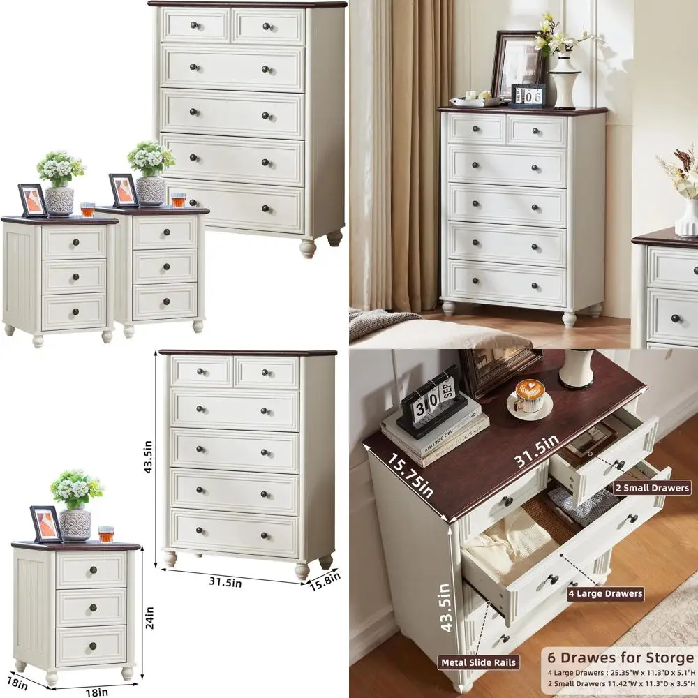 

Комплект деревянной мебели для спальни из 3 предметов: высокий комод 43,5, широкий комод 18 и 2 тумбочки в римском колонке