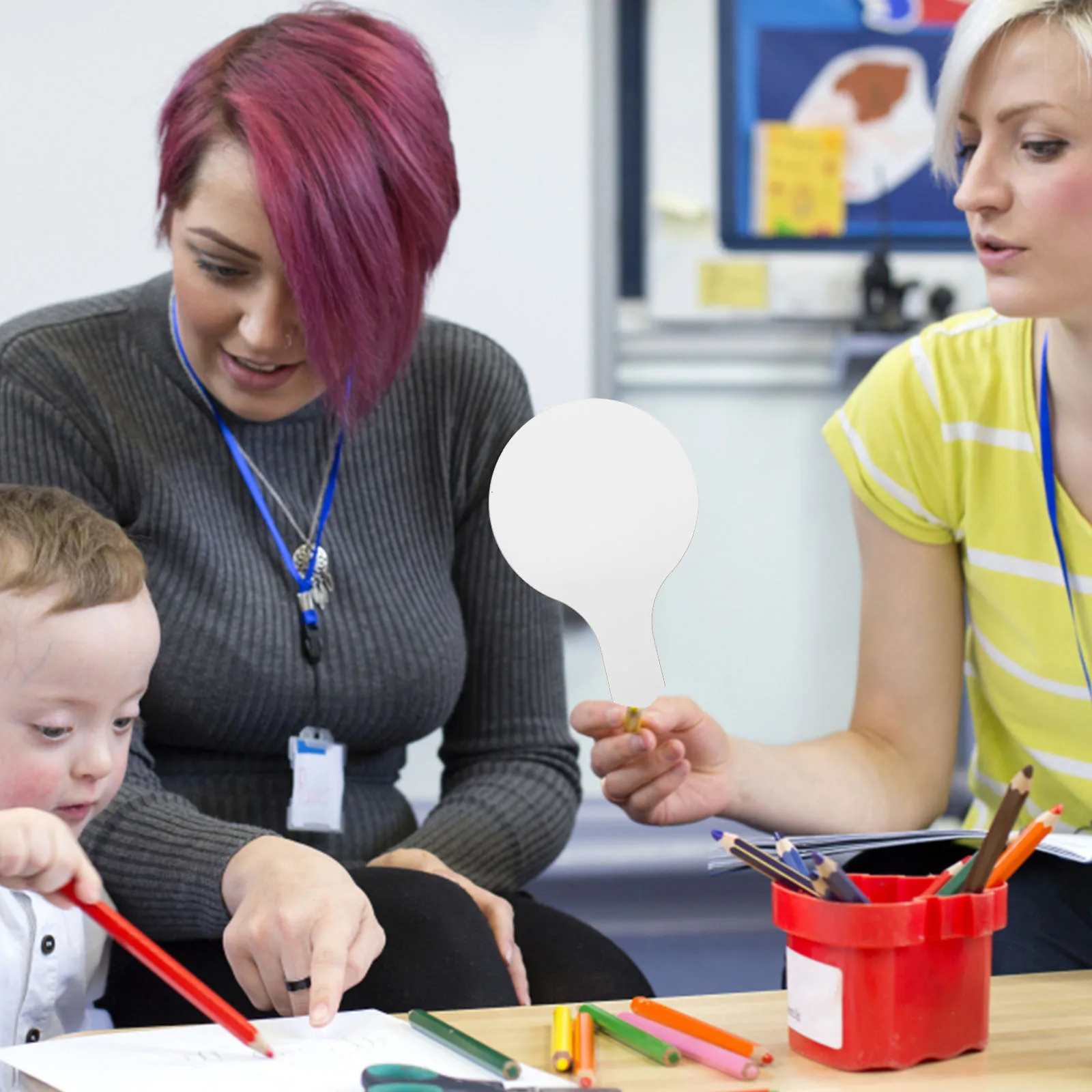 

1Set Portable Wooden Handheld Whiteboard Answer Paddle with Comfortable Handle for Classrooms and Meetings Dry Erase Paddle