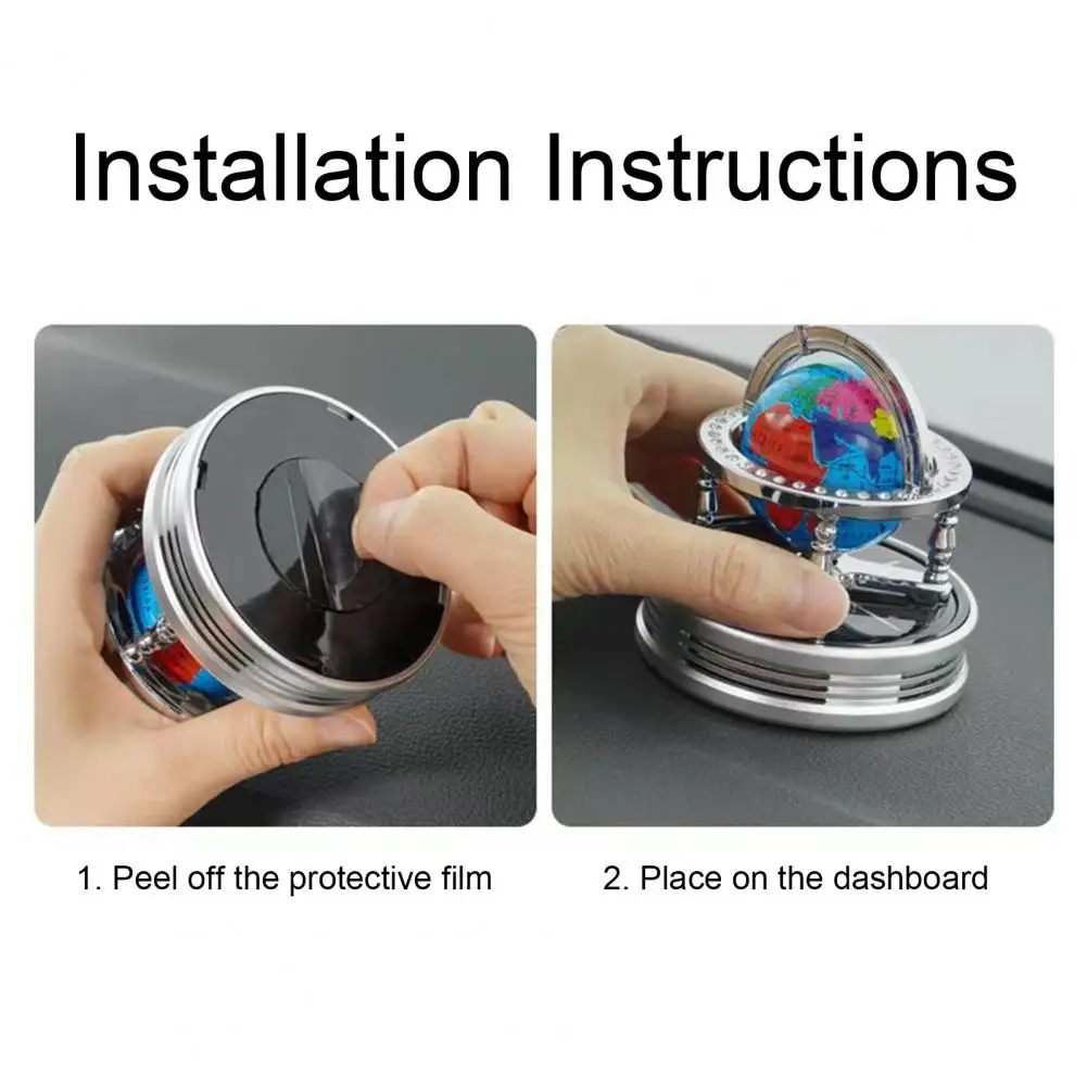 Solar Car Globe Aromatherapy Rotating Perfume Decor Air Purifier Air Freshener Release Odor Eliminator Car Interior Accessories