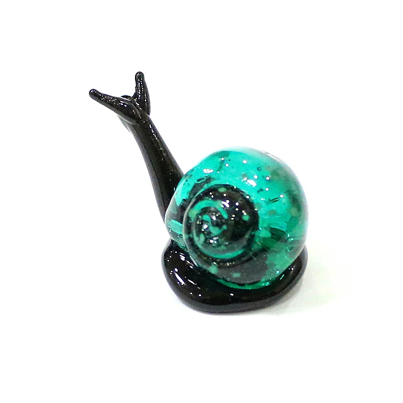 Fluorescent Murano Glass Snail Mini Figurine Ornaments Cute Animal Tiny Statue Home Table Fairy Garden Decor New Year Kids Gifts