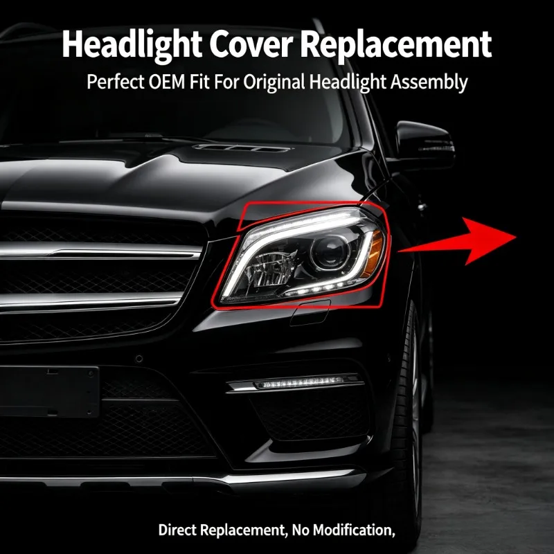 Moggic Car Headlamp Transparent Lens For Benz GL W166 12-16 GL500 Left Right Waterproof PC Lamp Housing