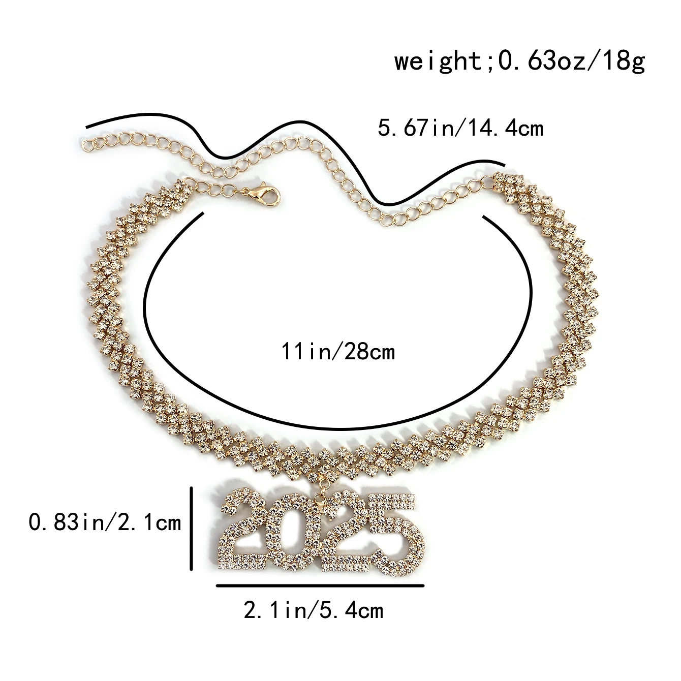 1pc Exaggerated Cuban Chain New Year Pendant Necklace 2025 Symbol Women\'s Fashion Punk Festival Accessories Tie Neck Short Neckl