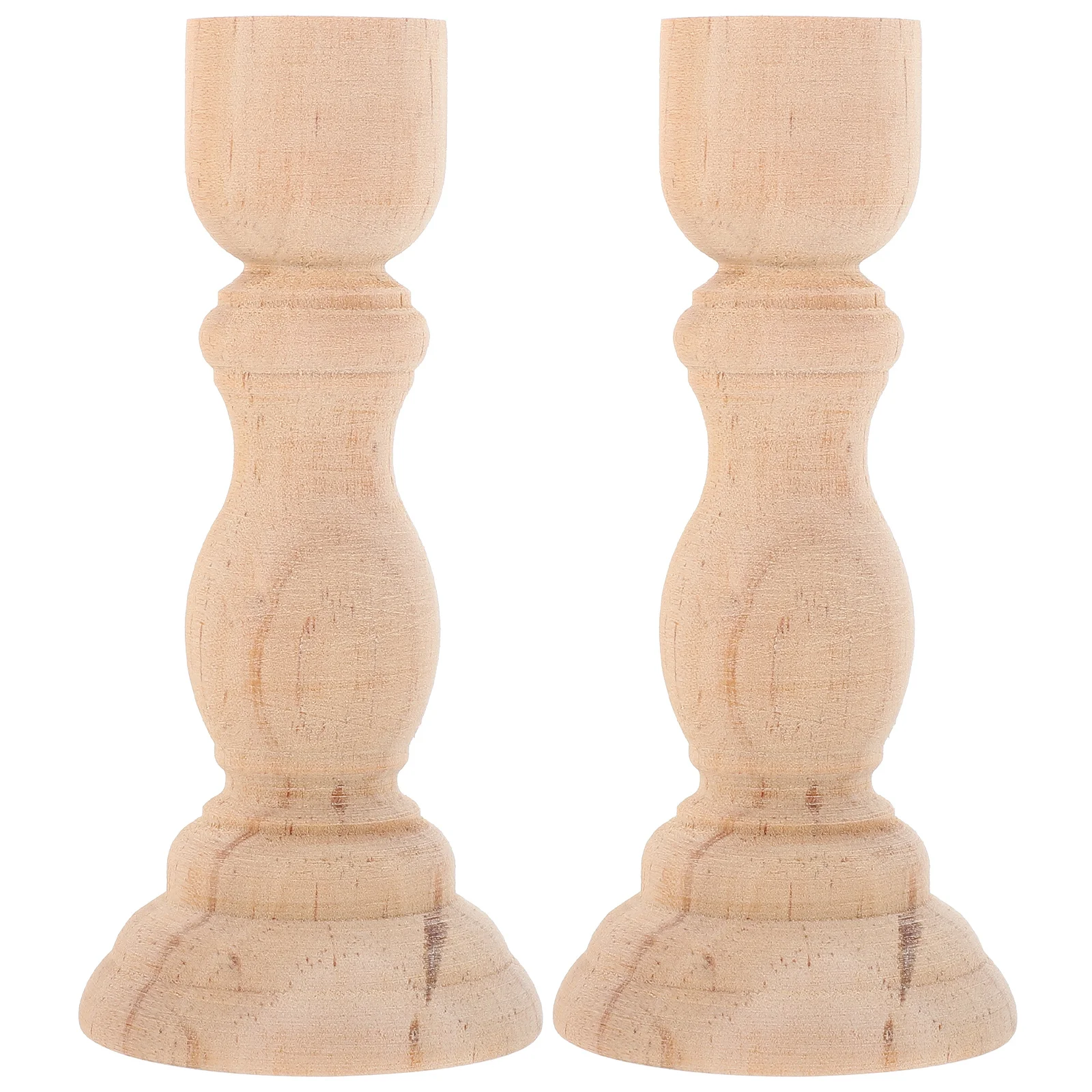 2Pcs Wooden Holder Exquisite Craftsmanship Rustic Taper Stand for Tabletop Decoration Home Decor
