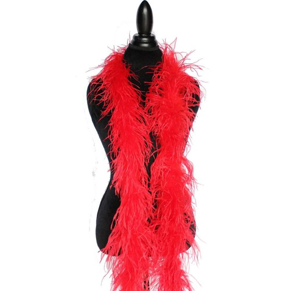 2 Meters Natural Ostrich Feather Boa 6ply Ostrich Feathers Trim Shawl Dyed Various Party Clothing Decoration Plume Scarf