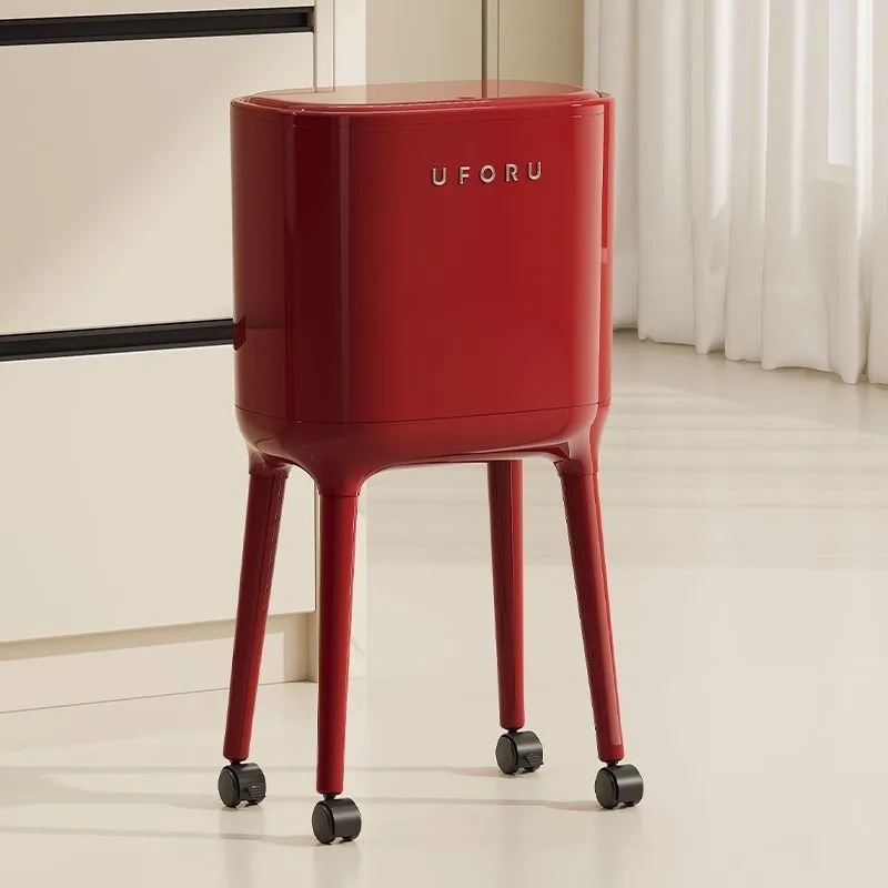 

No-Bend Tall Kitchen Waste Bin with Lid - Large Capacity, Premium-Look Home Trash Can on Wheels for Kitchen & Living Room