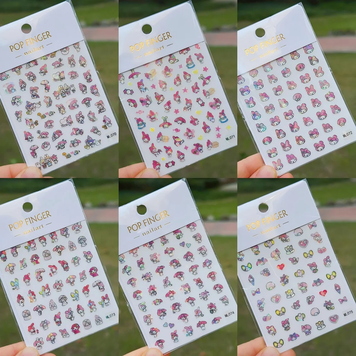 6 Stück Sanrio Anime Nagelaufkleber Cartoon Sanrio Hello Kitty Nageldekorationsaufkleber Niedliche Kulomi Aufkleber DIY für Maniküre – Detail 14