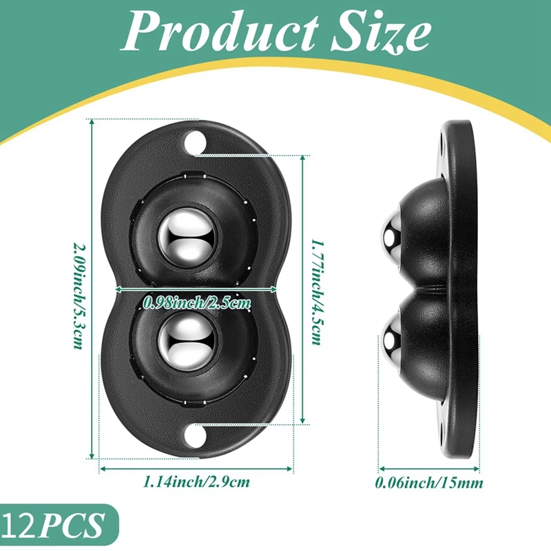 12Pcs Mini Self Adhesive Swivel Caster Wheels Casters Double Bead Universal Wheel For Furniture Box Mini Roller
