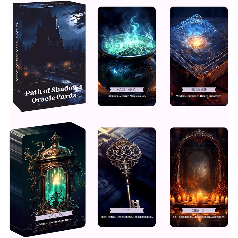 Path of Shadows Oracle Cards, Shadow Path Oracle Deck, Messages Tarot Deck, Taro For Beginners, 12x7cm Cards, 55-Cards