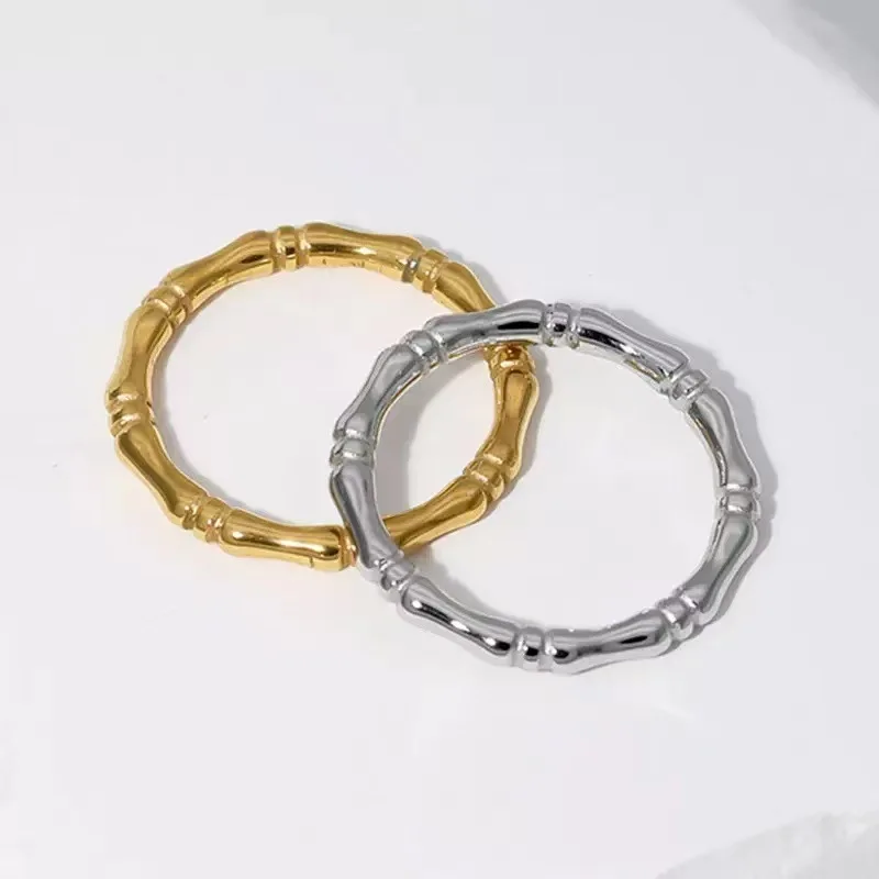 

New Simple Design Stainless Steel Bamboo Joint Rings for Women Fashion Accessories Personalization Charm Jewelry Wedding Gifts