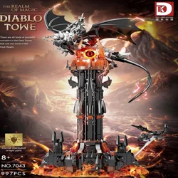MOC Lord Rings Movie The Fell Beast Magic Tower With Led Lights Magic Fortress Castle Assemble Collection Bricks Model Toys Gift
