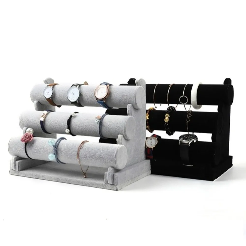 

3Layer Velvet Jewelry Holder Retro Space Saving Bangle Display Stand Large Capacity Multifunctional