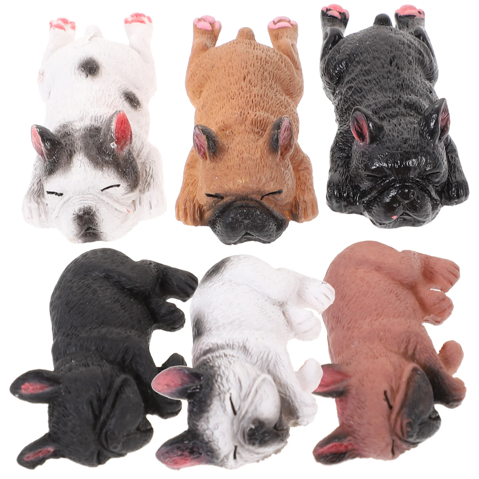 

6Pcs Cute Sleeping Dog Resin Decor Mini Desktop Ornament for Home Living Room Kids Room Garden Tabletop Decoration