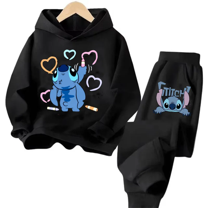 Funny Children Hoodies Stitch Fashion Pullover Sweatshirt Anime Trucksuit Manga Cartoons Girls Boy Kids Autumn Casual Clothes