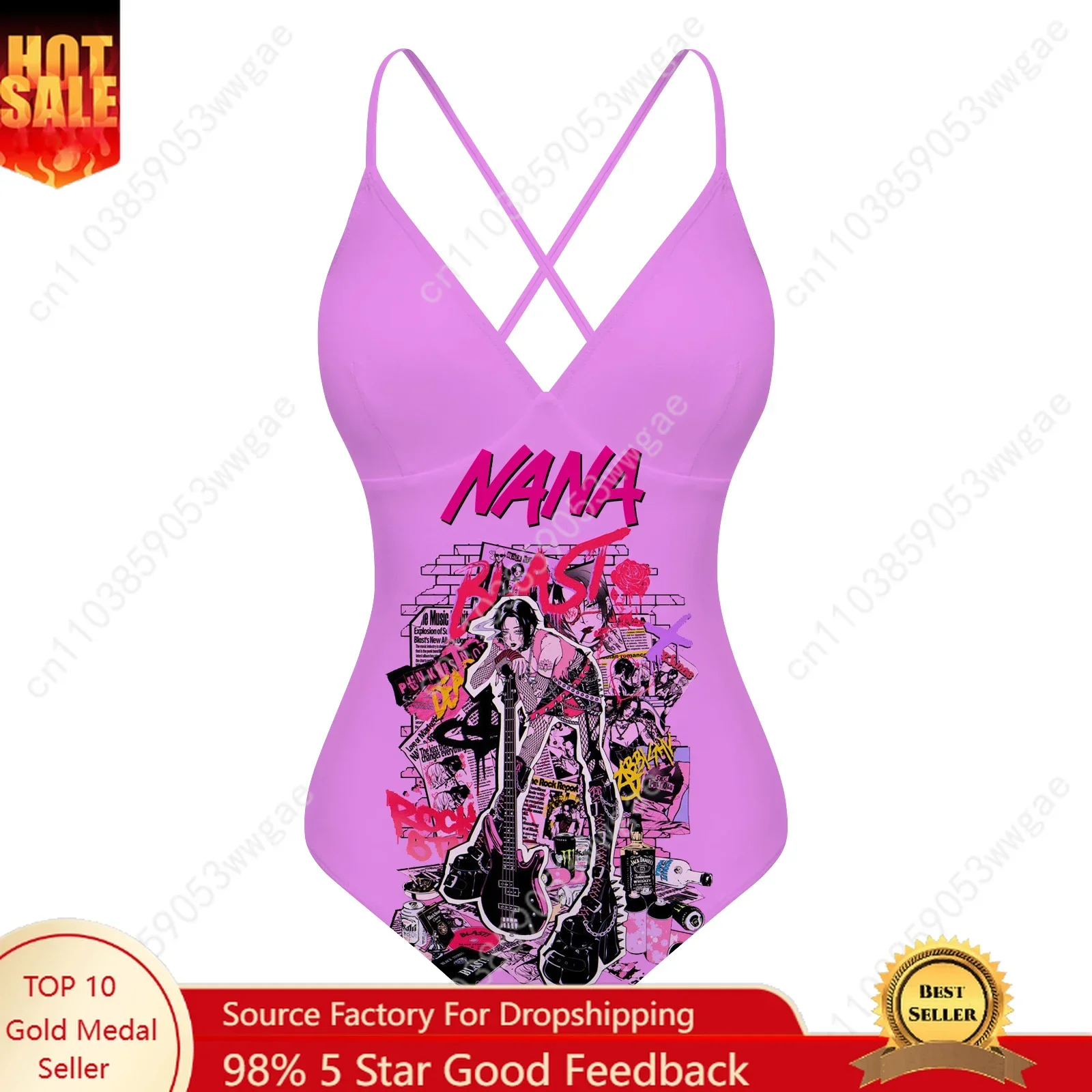 NANA V-neck Halter Back Swimsuits Womens Bathing Suits Personalized Bikini Pool Beach Sexy Swimwear Anime Customized Beachwear