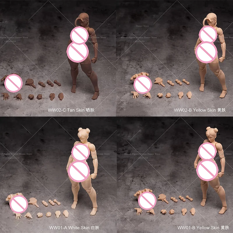 

Женское тело в масштабе 1/12, тип «мускулистое», с загорелой/бледной/желтой кожей, с большой/средней грудью, для 6-дюймовых фигурок солдат WW01 WW02