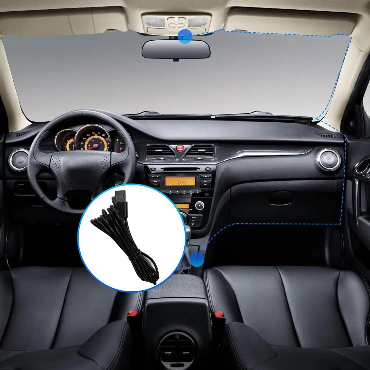 USB سيارة DVR HD الطريق مسجل فيديو 170 °   زاوية واسعة 16 جيجابايت SD للرؤية الليلية حلقة تسجيل ADAS